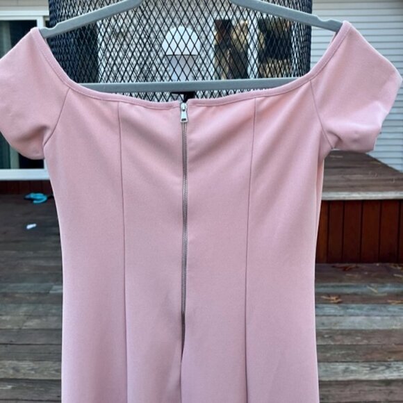ZARA NWT Baby Light Pink Topstitched Off the Shoulder Bodycon Midi Dress Size M - Picture 13 of 16